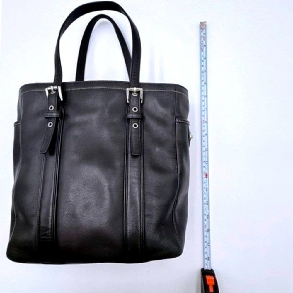 Coach Hamptons Black Leather Tote Bag Classic Shoulder Carry Handbag - Picture 6 of 12